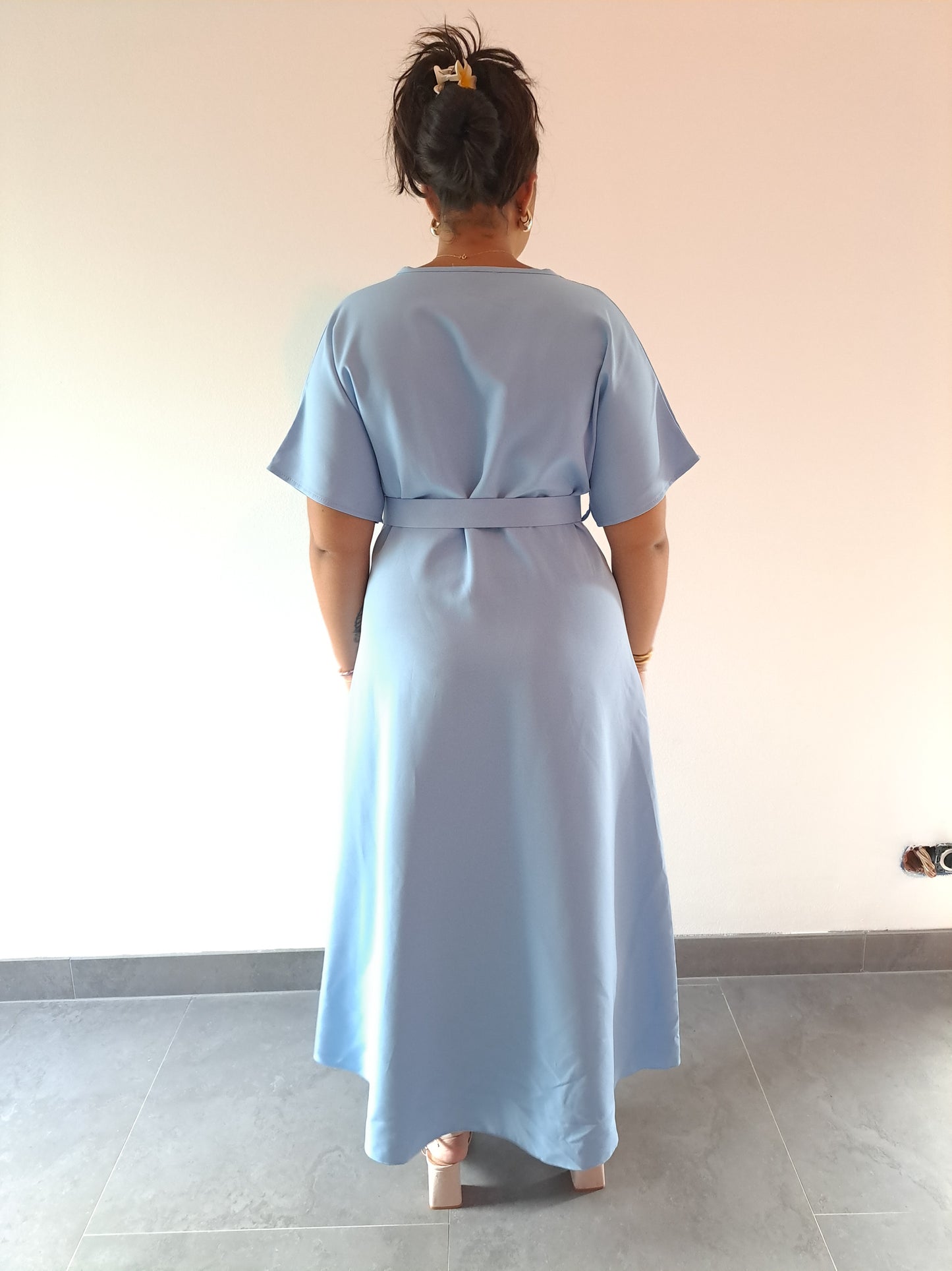 Robe Longue avec ceinture Bleu Ciel
