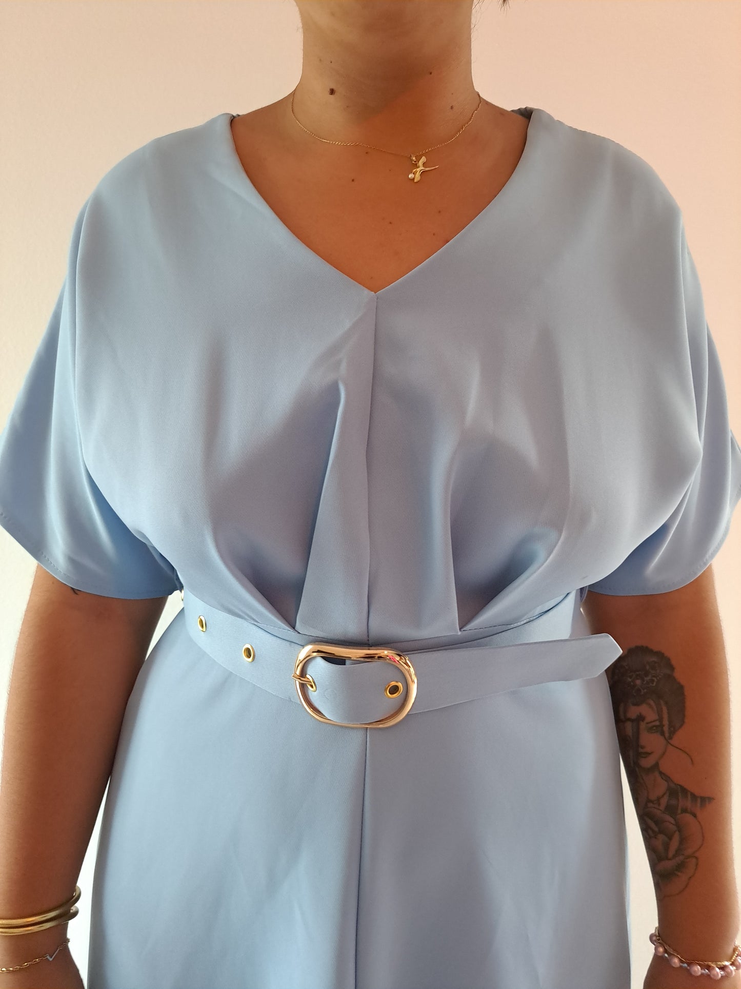 Robe Longue avec ceinture Bleu Ciel