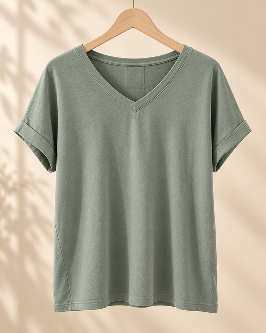 T-Shirt Jade - Coton Vert Sauge