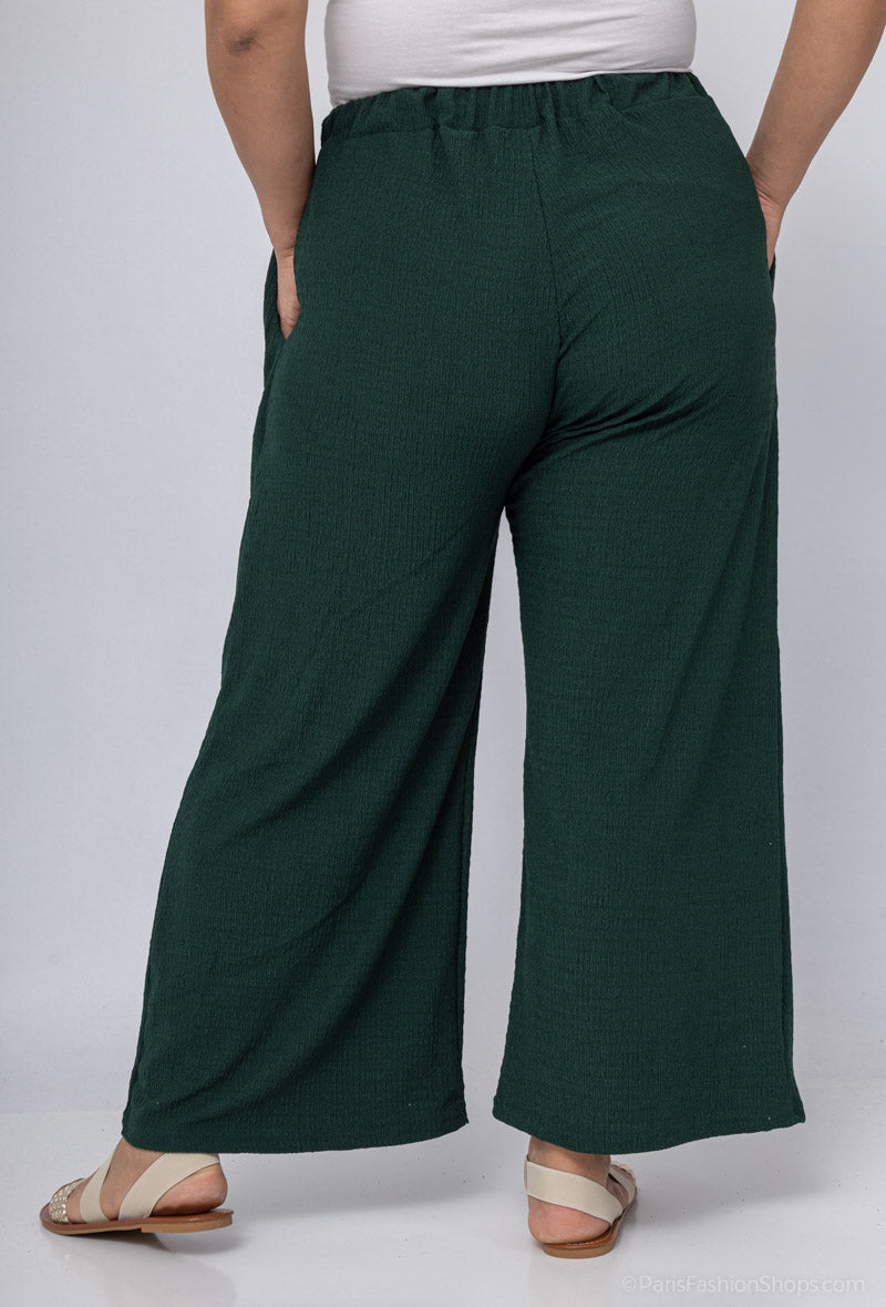Pantalon Fluide Vert Bouteille Grande Taille