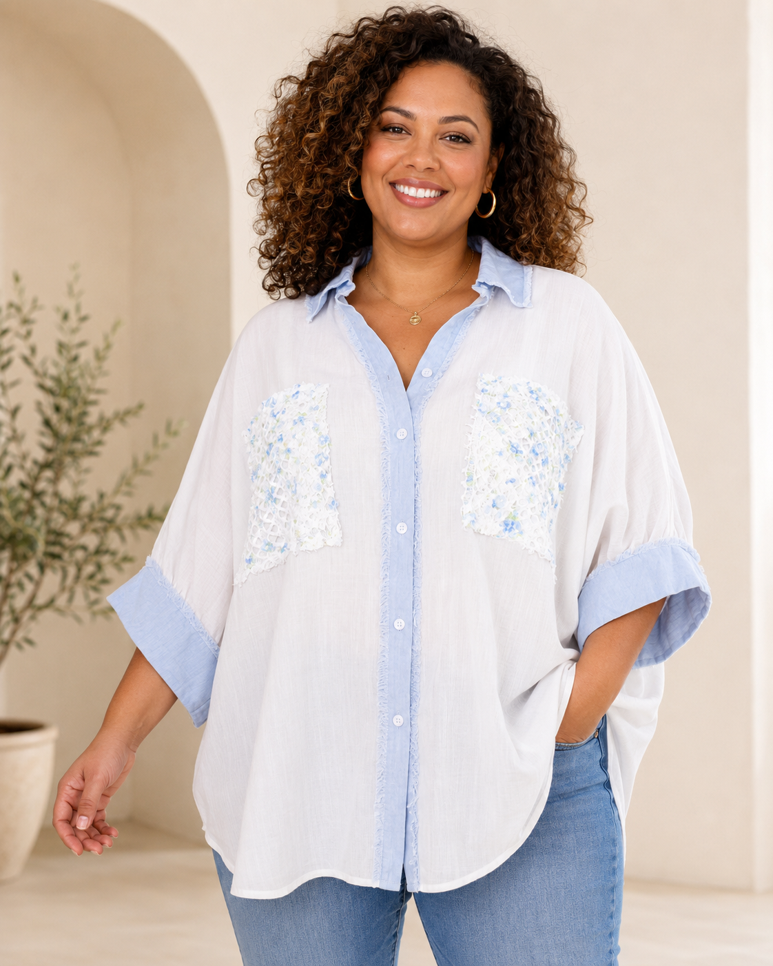 Chemise Oversize Femme en Coton 38 - 52