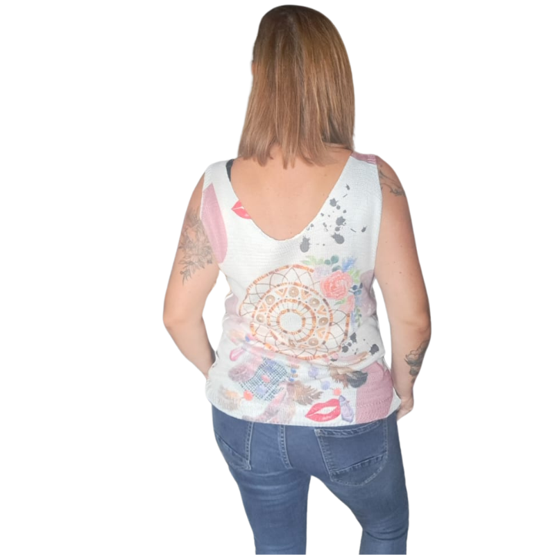 Débardeur en Crochet à motifs Rose