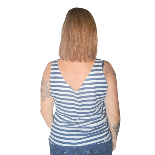 Débardeur en crochet à Motifs Bleu Marine