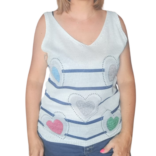 Débardeur en Crochet à motifs Coeur