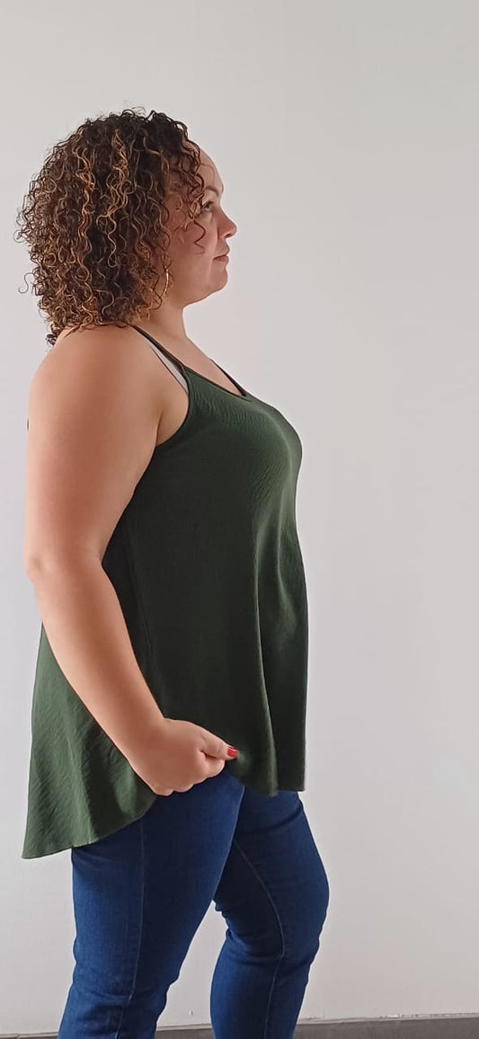 Débardeur Long Fluide Kaki