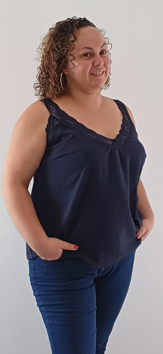 Top à Dentelle Bleu Marine