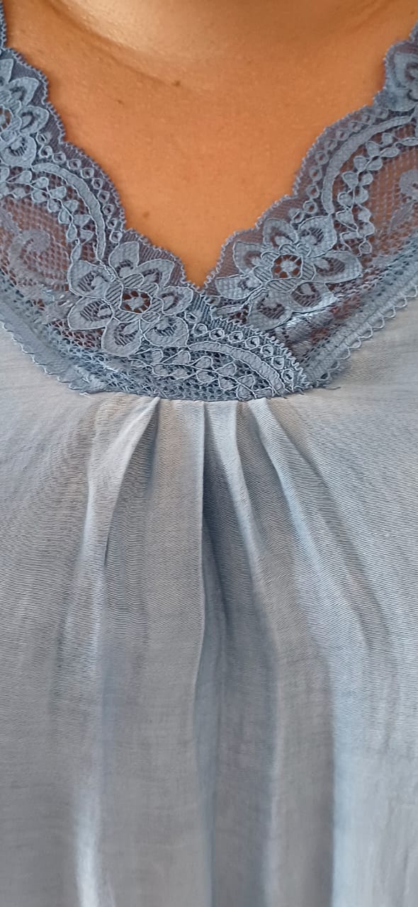 Top sensation soie Bleu Jean