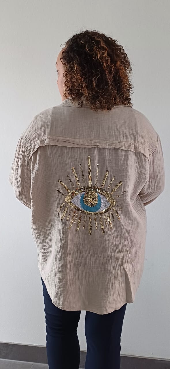 Chemise En Gaze De Coton Beige