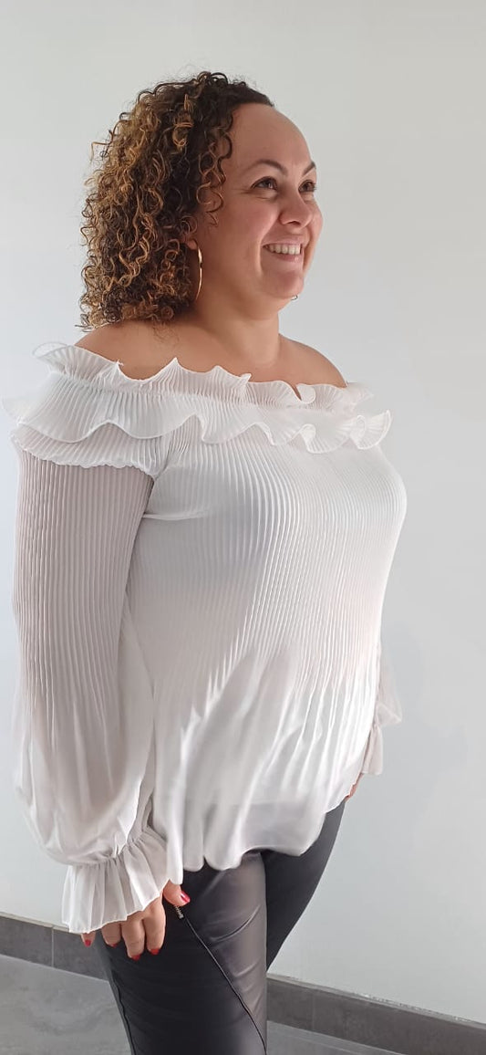 Top Épaules Dénudées Blanc