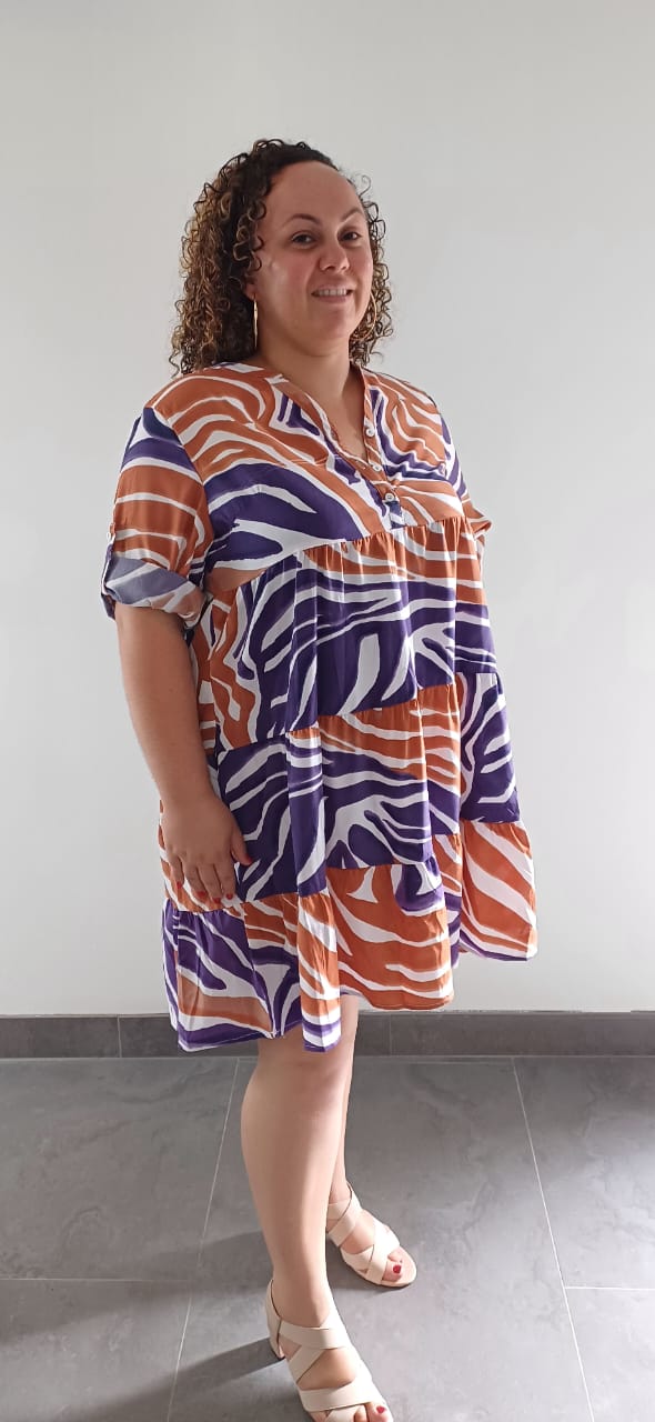 Robe Courte Fluide Zébrée