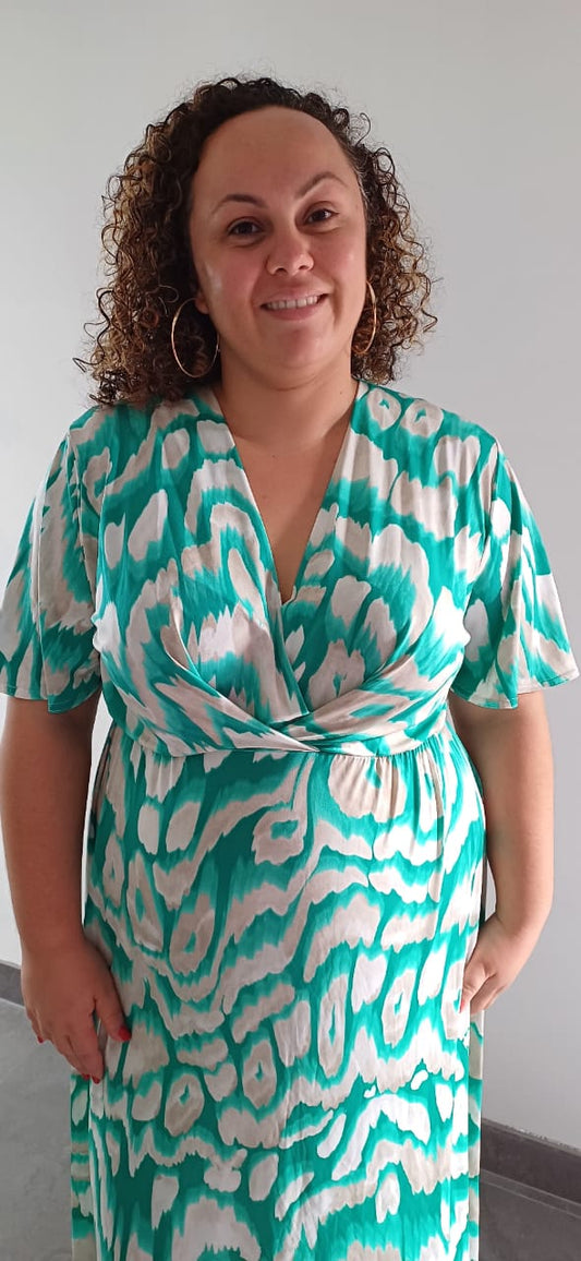 Robe Longue Fluide Vert D'eau Grande Taille