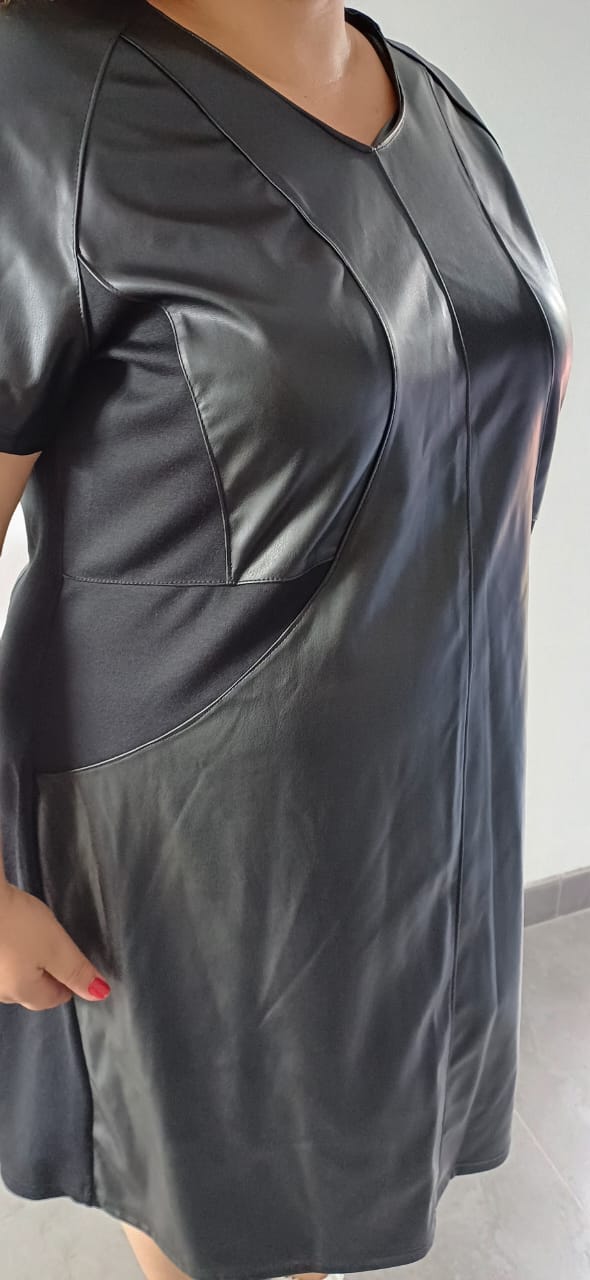 Robe Simili Cuir Noir