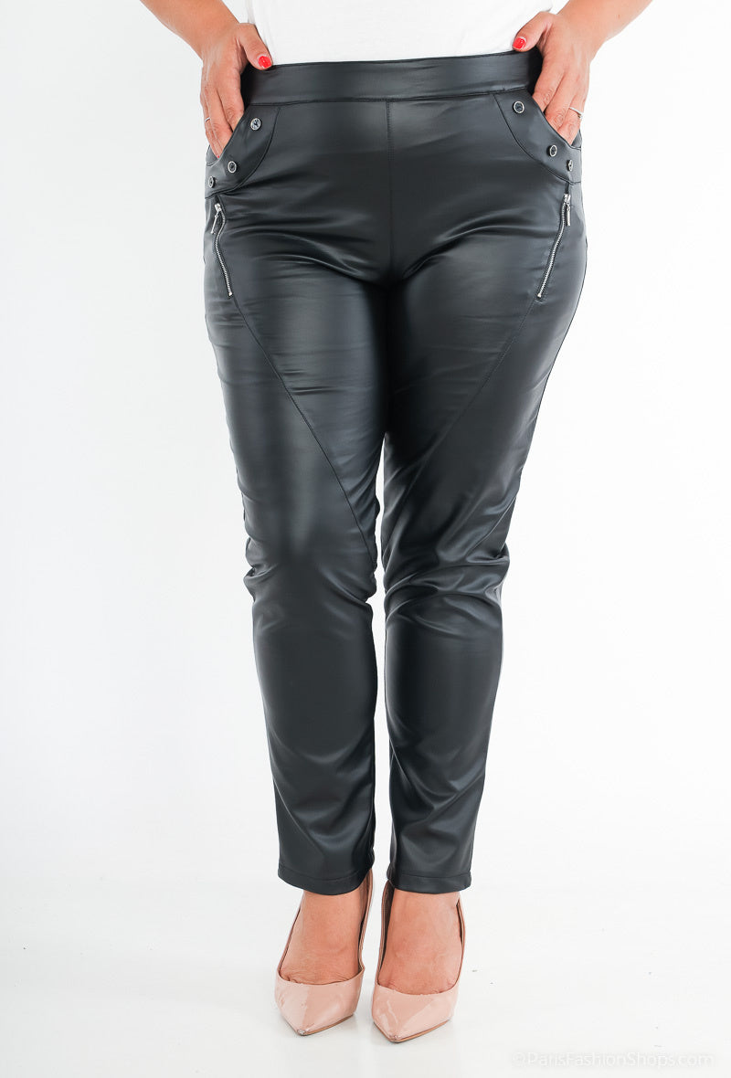 Pantalon Simili Cuir Noir