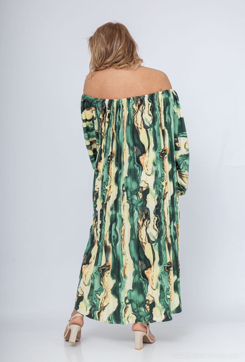 Robe Verte à Motifs