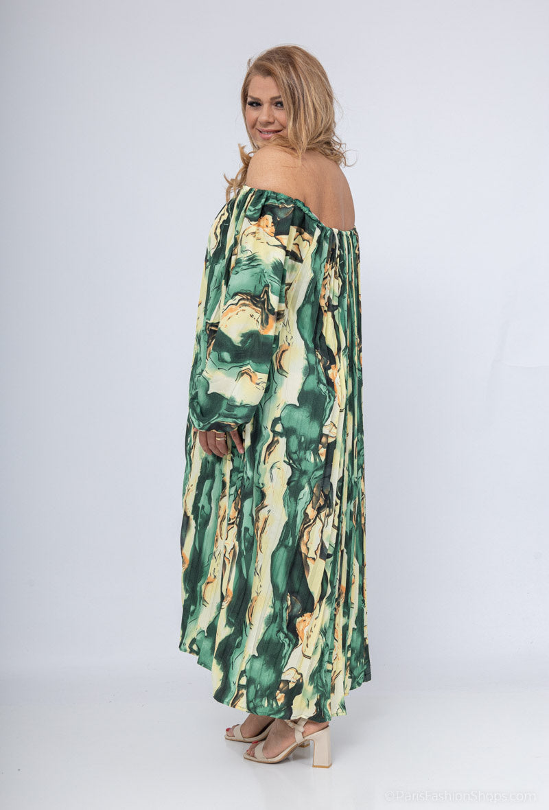 Robe Verte à Motifs