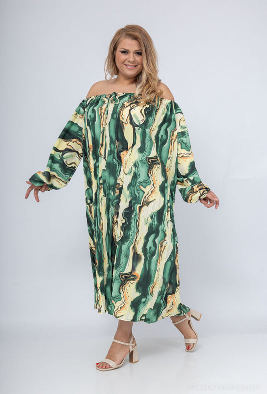 Robe Verte à Motifs