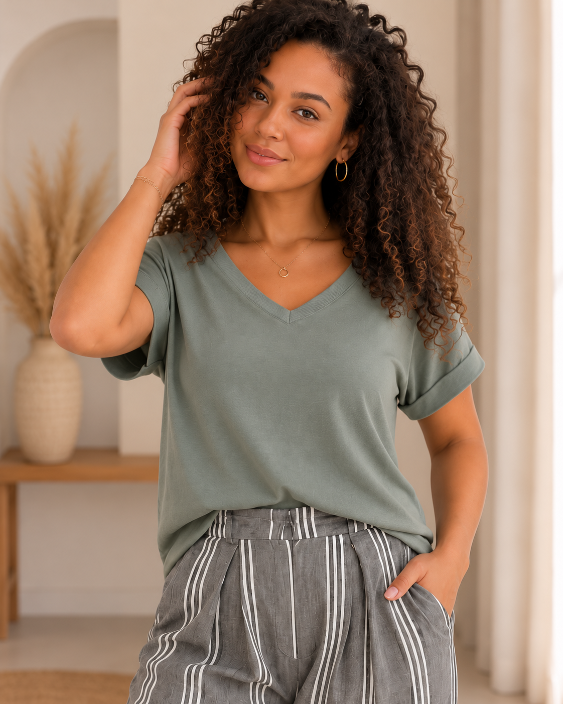 T-Shirt Jade - Coton Vert Sauge