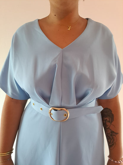 Robe Longue avec ceinture Bleu Ciel