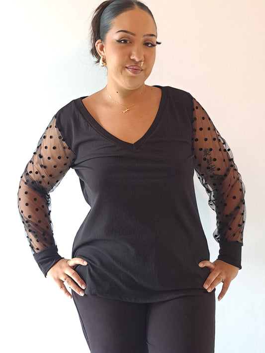 Top dentelle noir souple