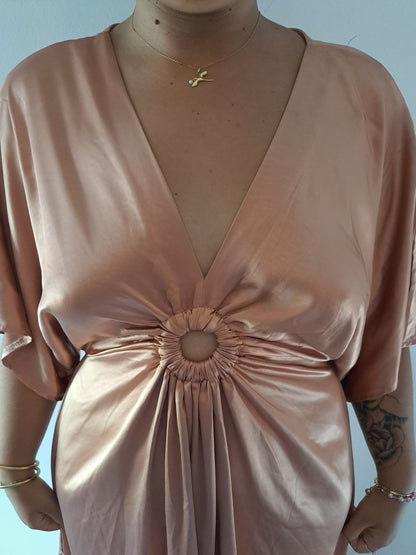 Robe longue Nude en satin