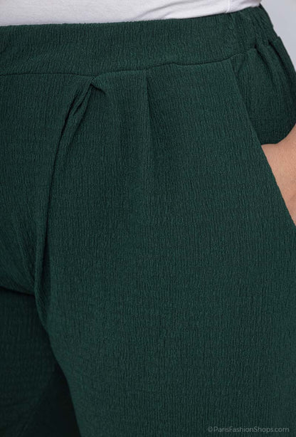Pantalon Fluide Vert Bouteille Grande Taille