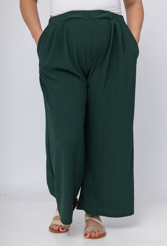 Pantalon Fluide Vert Bouteille Grande Taille