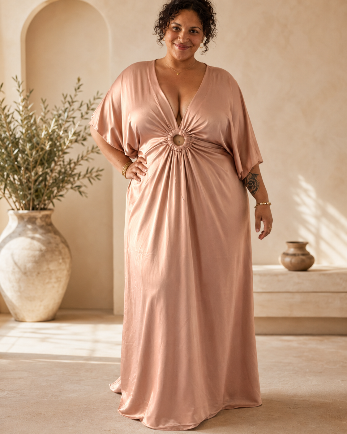 Robe longue Nude en satin