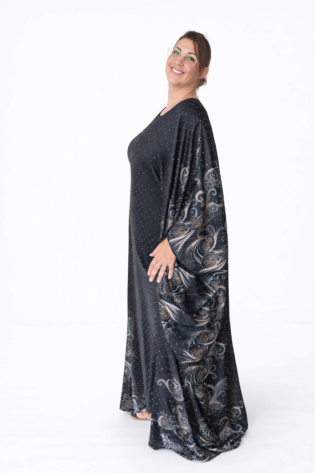 Robe Ryna - longue fluide à manches larges