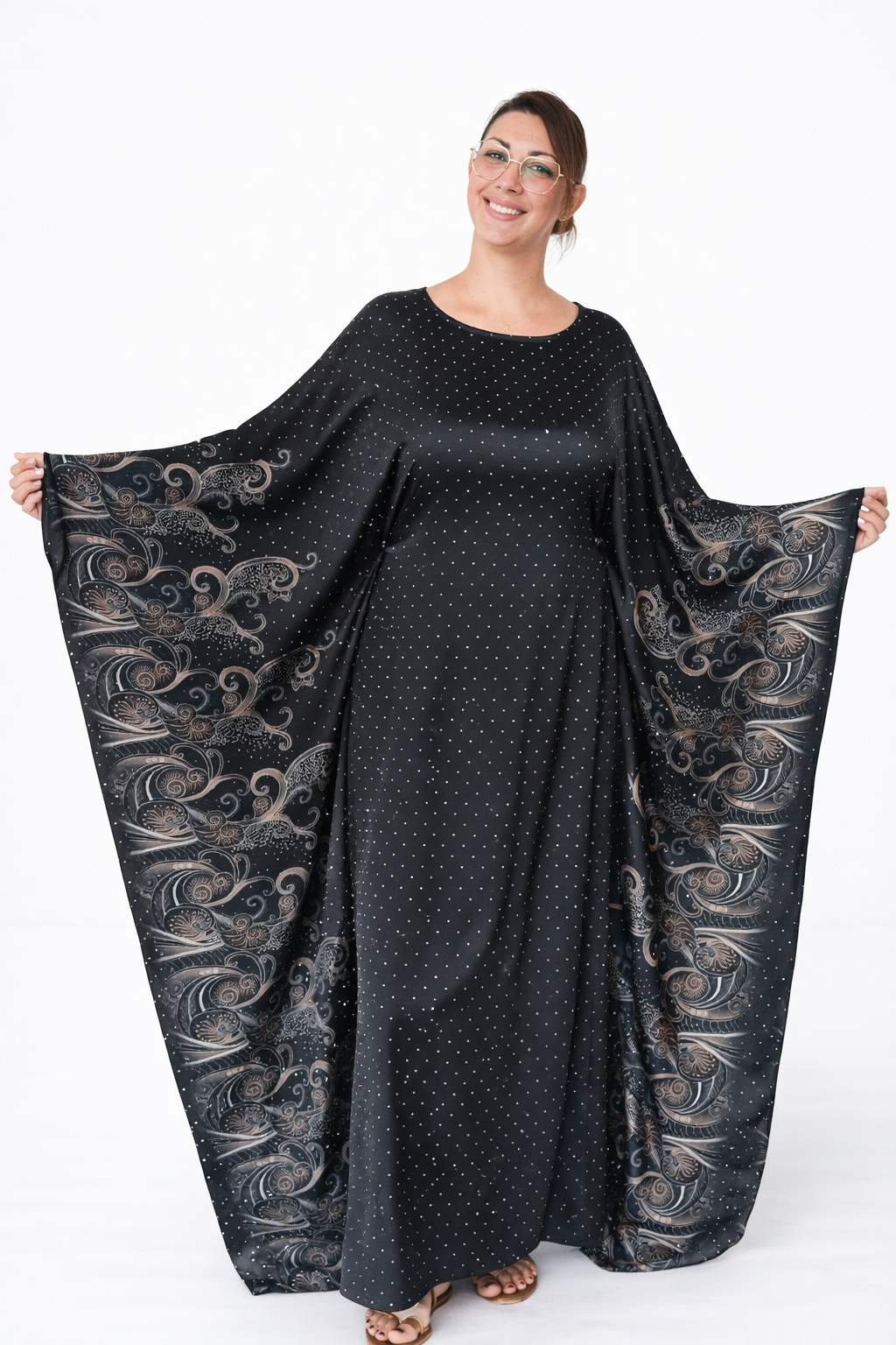 Robe Ryna - longue fluide à manches larges