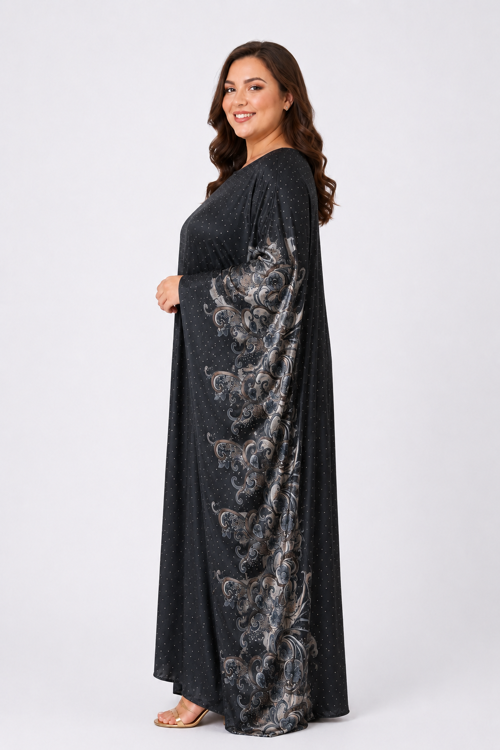 Robe Ryna - longue fluide à manches larges