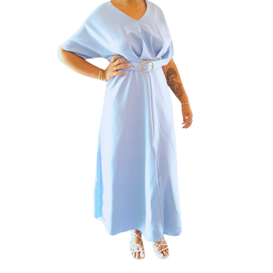 Robe Longue avec ceinture Bleu Ciel