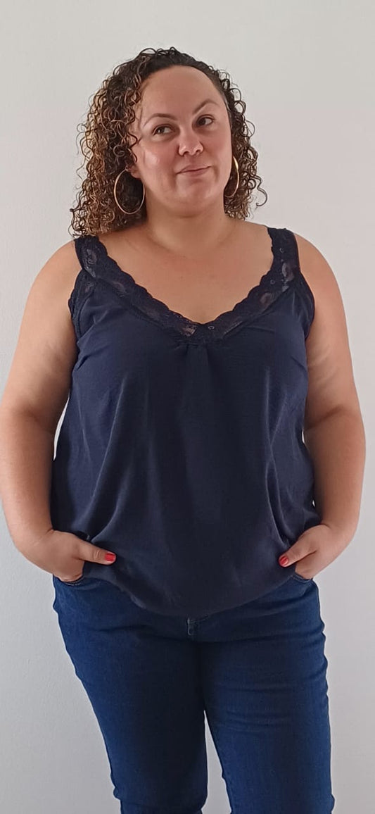 Top à Dentelle Bleu Marine