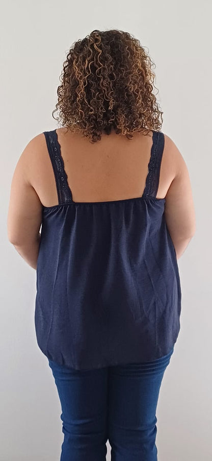 Top à Dentelle Bleu Marine