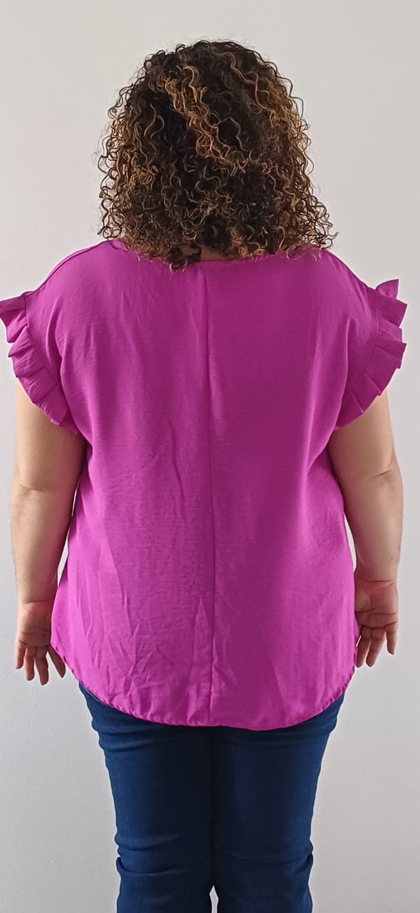 Blouse col rond mauve