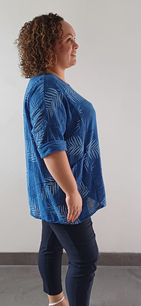 Blouse Bleu Marine à poches