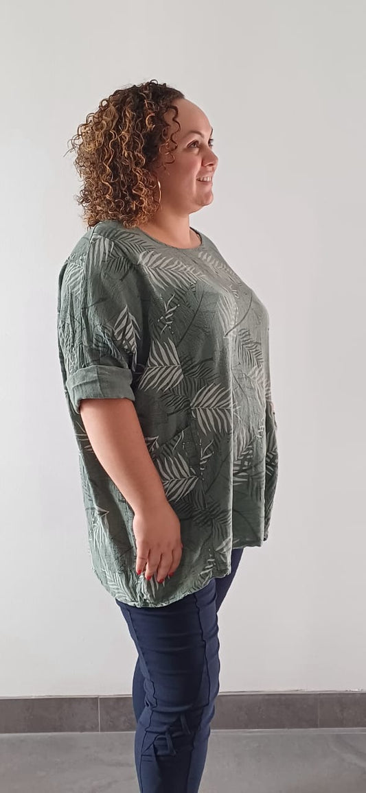 Blouse Kaki à poches