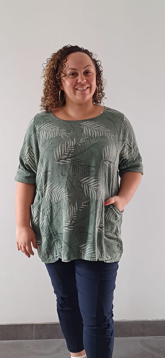 Blouse Kaki à poches