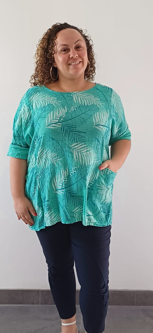 Blouse Turquoise à poches