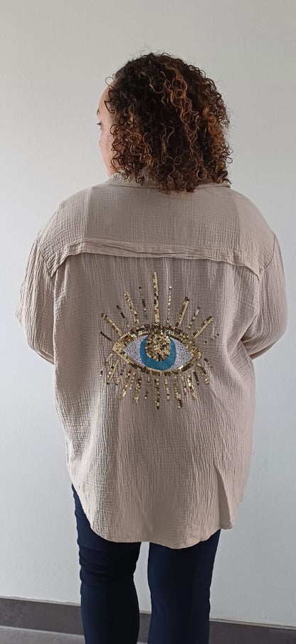 Chemise En Gaze De Coton Beige