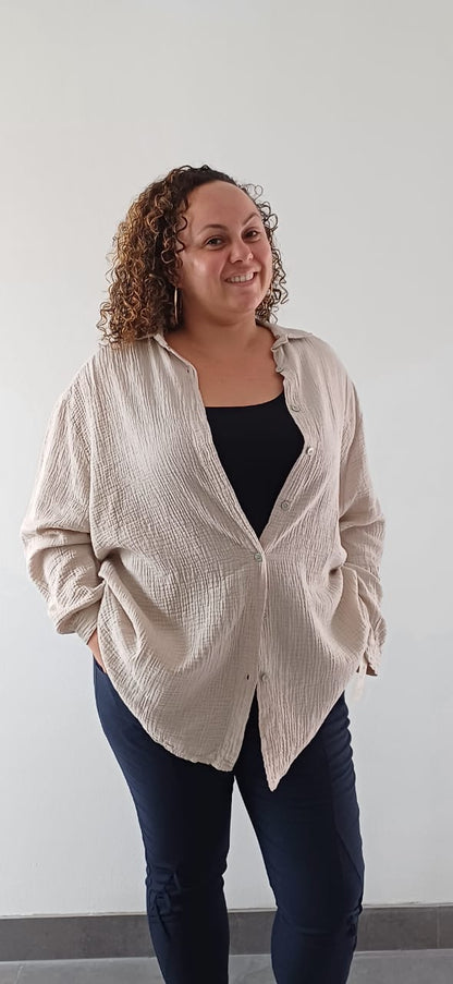 Chemise En Gaze De Coton Beige