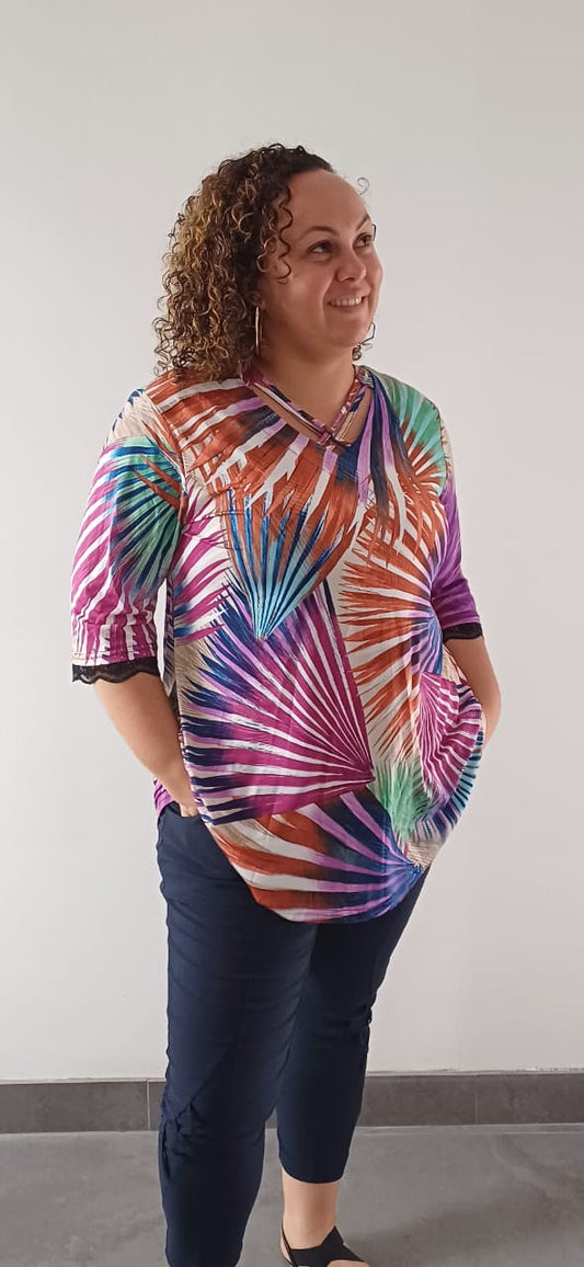 Top Fluide Imprimé Multicolore