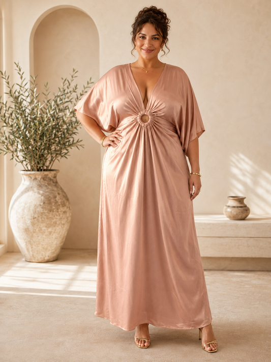 Robe longue Nude en satin