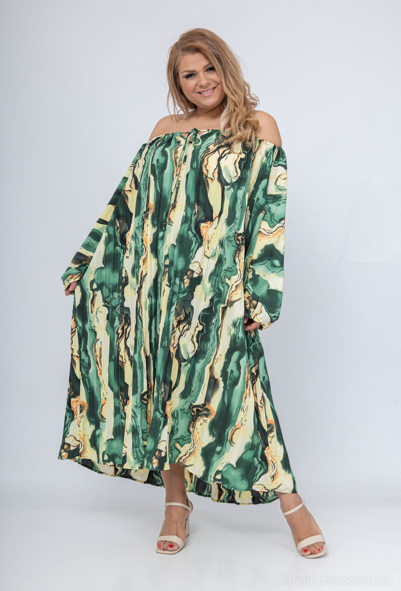 Robe Verte à Motifs