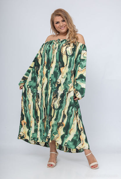 Robe Verte à Motifs
