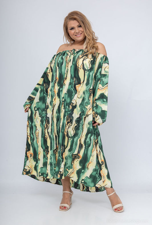 Robe Verte à Motifs