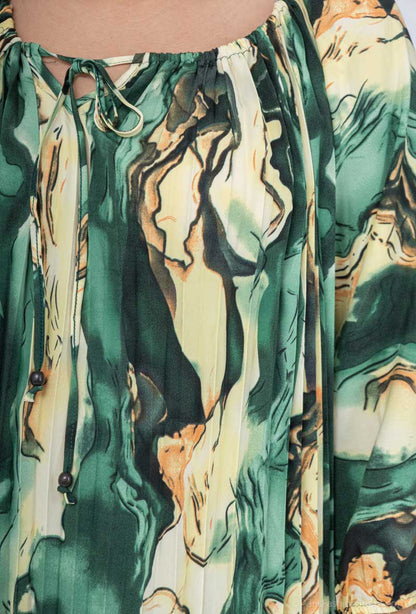 Robe Verte à Motifs
